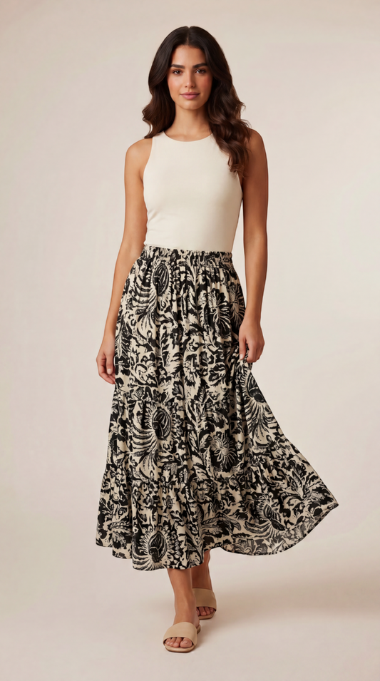 Printed Maxi Skirt